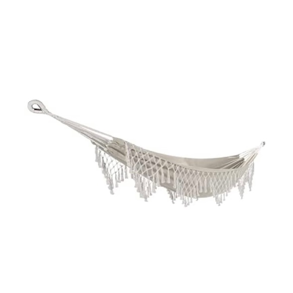 Bliss Hammocks Hand-Braided Hammock in a Bag Decorative Fringe, Natural beige - Picture 1 of 6